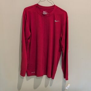 Nike Dri Fit Men's Crimson Long Sleeve Tee